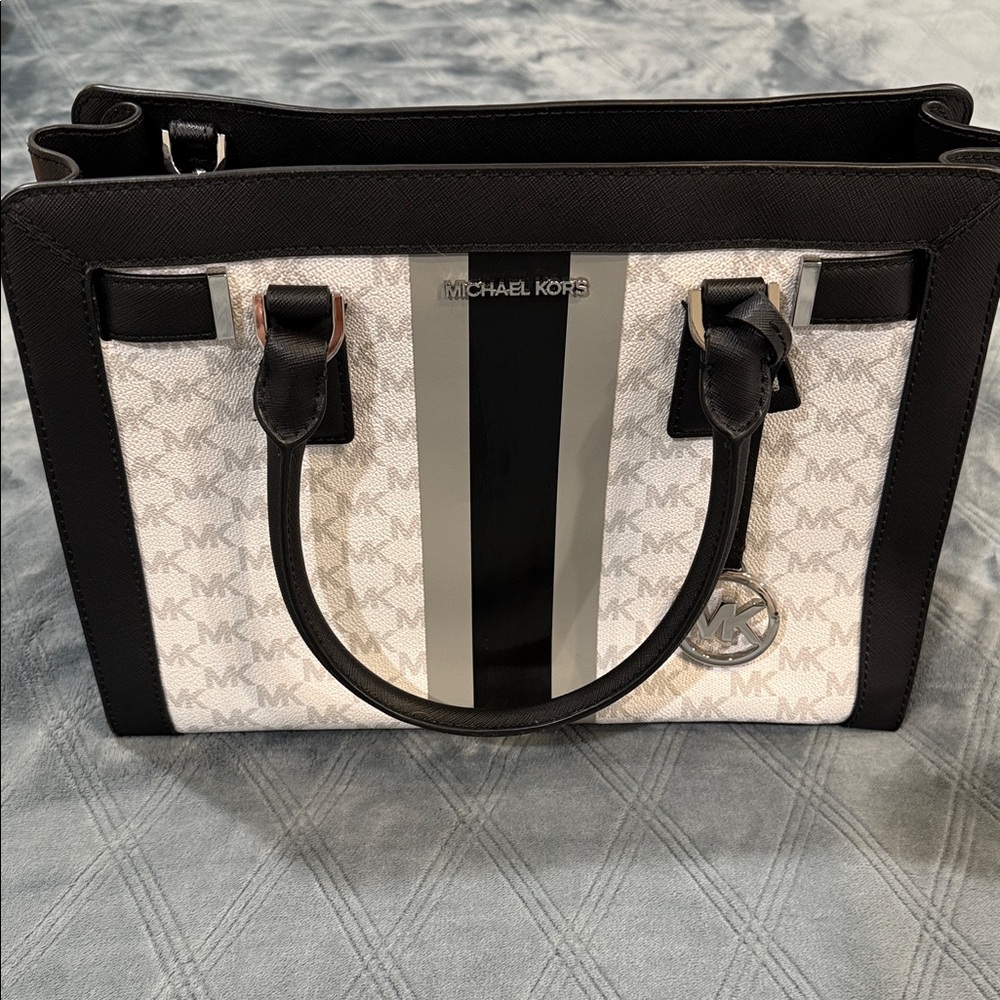 Michael Kors Black and Cream Satchel